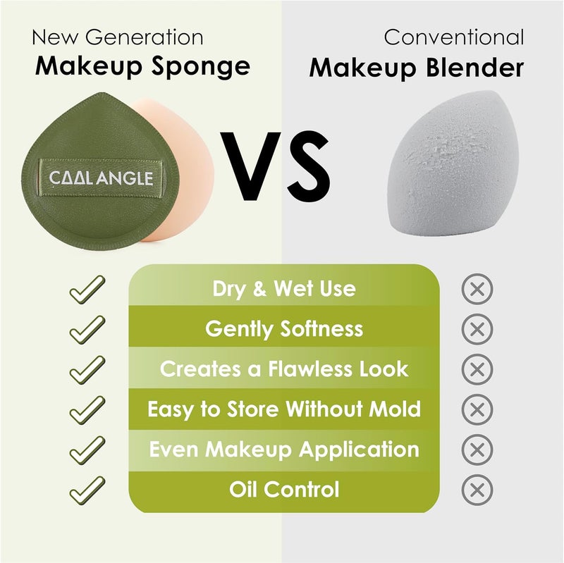 COOL-ANGLE 4Pack Makeup Sponge For Foundation Concealer And Powder, Latex Free Blender Sponge For Natural And Easy Makeup Soft Long-lasting, Pack for 2X-Large Yellow and 2 Medium Green - Image 2